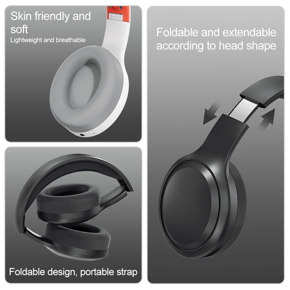 Wireless Bluetooth Headphones Noise Cancelling HIFI Stereo Sound Foldable Over Ear Headsets with Mic for IPhone Huawei XiaoMi